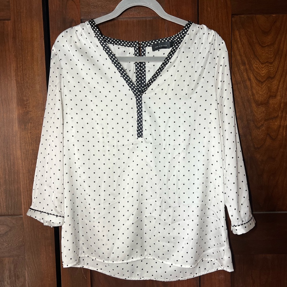 The Limited Black and White Polka Dot Blouse Women Size Small